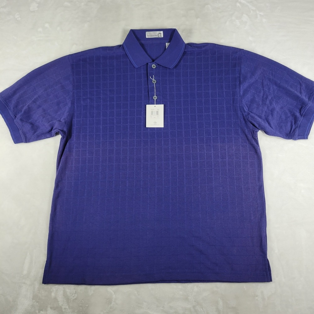 Vintage Penguin Munsingwear Short Sleeve‎ Polo Shirt Men's XL Blue Checker NWT